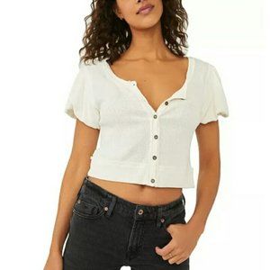 NEW NWT Free People Molly T-shirt Short Sleeve Top Jasmine Puff Sleeve crop XL
